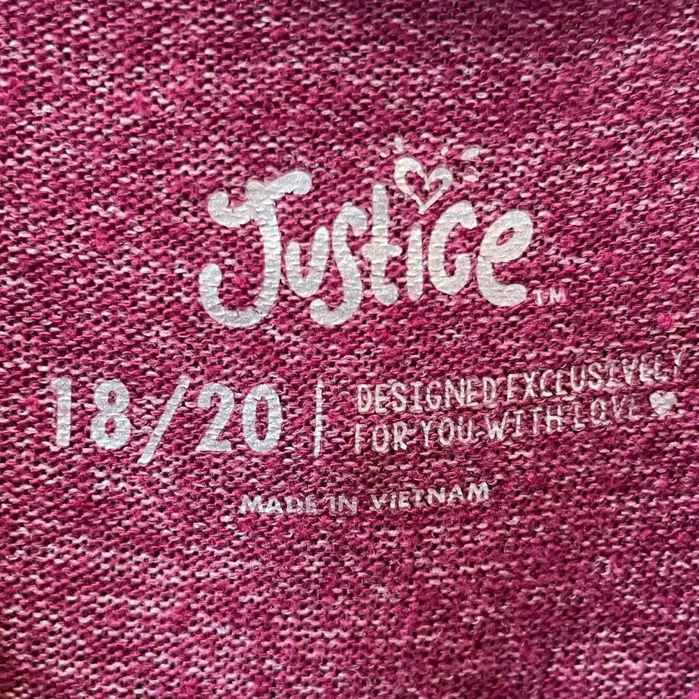 Justice Burgundy Knit Top with Hood Size 18-20